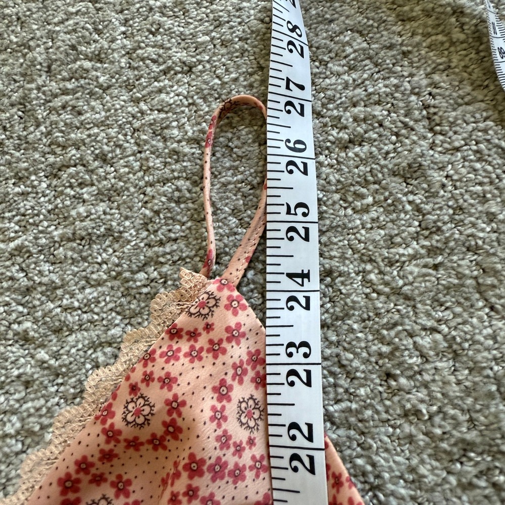 Urban Outfitters‎ Mini Slip Dress Floral Ruffle Hem Spaghetti Strap Pink Small - Picture 10 of 10